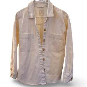 Thread & Supply Off White Denim Shacket Button Front Size S